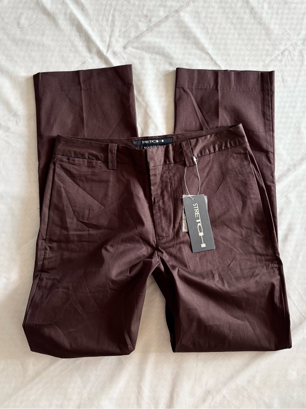 Kenneth Cole brown stretchy straight leg trousers